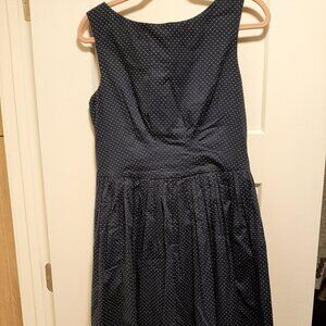 Emily and Fin Abigail dress in blue and white polka dot, size medium